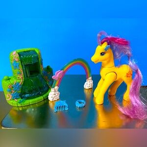 MY LITTLE PONY G2 1997 MAGIC MOTION FRIENDS SATIN SPLASH w/ RAINBOW & WATERFALL